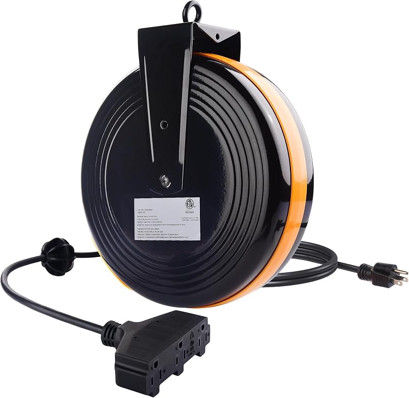 Carrete cable extensión retráctil 16AWG 10A 35pies