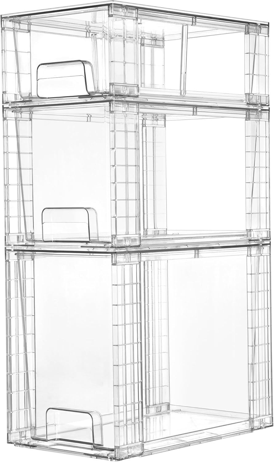 3 Pzas Cajones Plástico Transparente Organiz. Baño Despensa