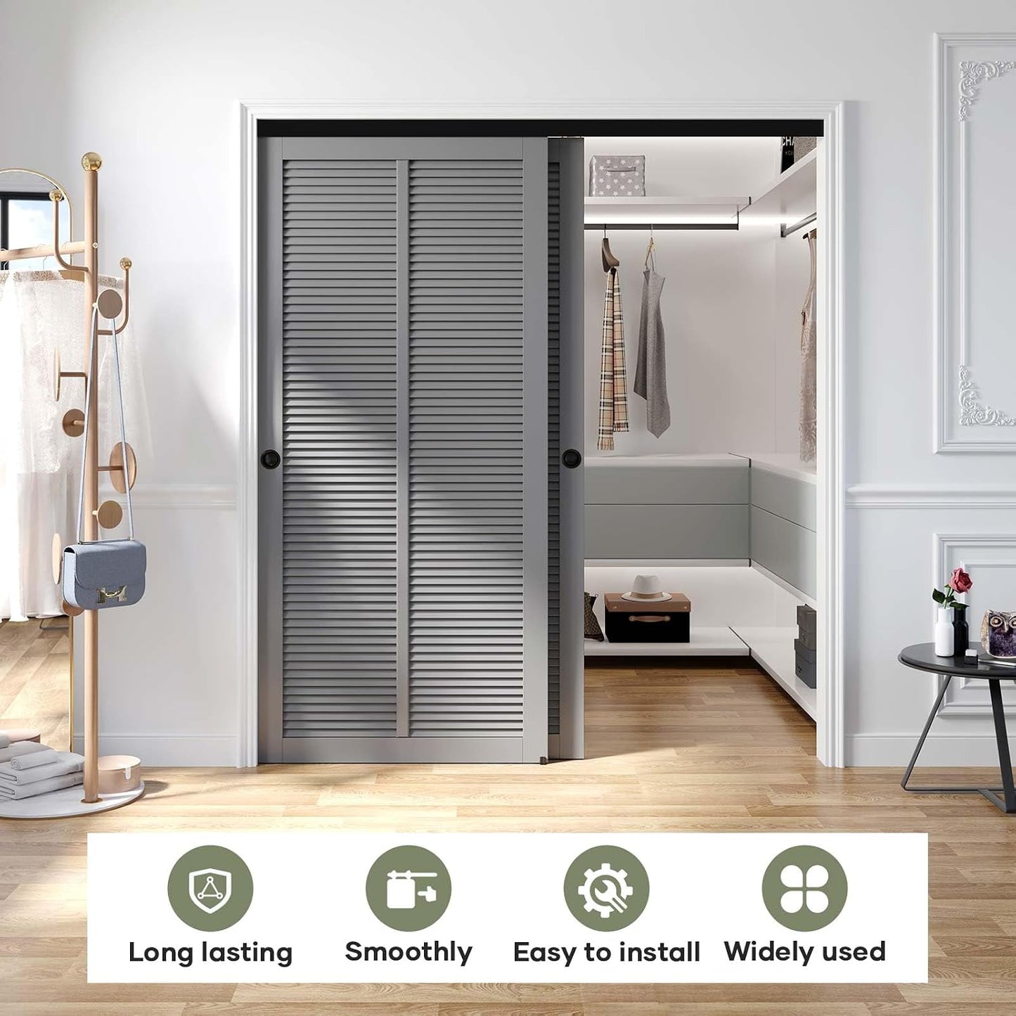 Kit herrajes puerta corredera armario doble 72pulg aluminio