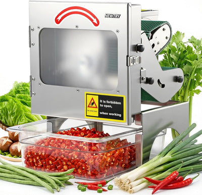 Máquina cortadora verduras 200W con cinta transportadora automática