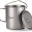 Taza titanio camping con tapa mango plegable 25.4oz