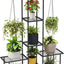 Soporte plantas colgante metal 6 niveles jardín negro