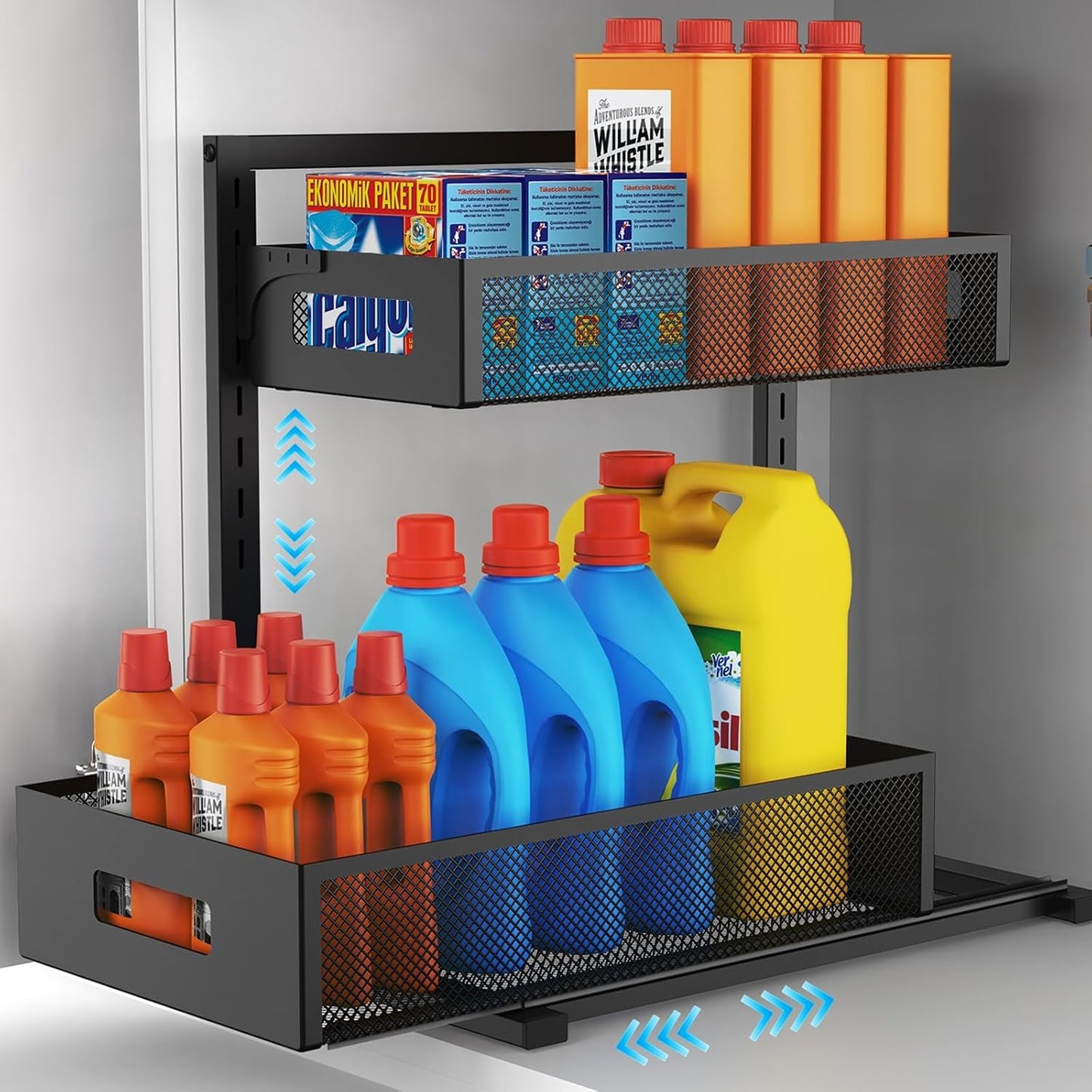 Organiz. cocina baño 2 niveles cajones deslizantes
