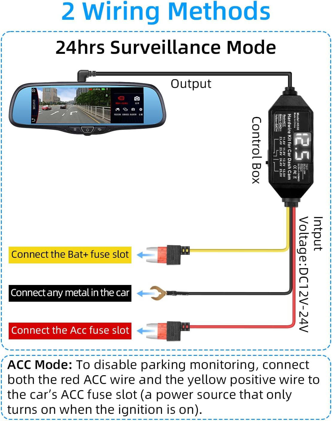 Kit cable USB-C cámara tablero 12v-24v a 5v con LED