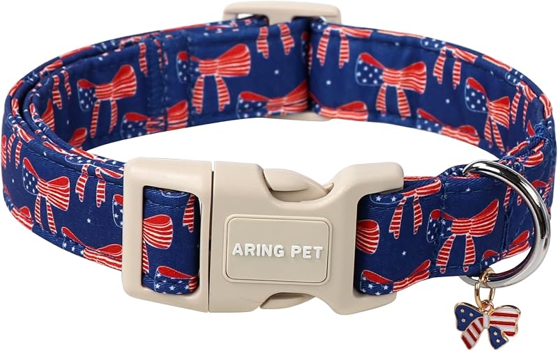 Collar patriótico perro bandera rojo azul para cachorros