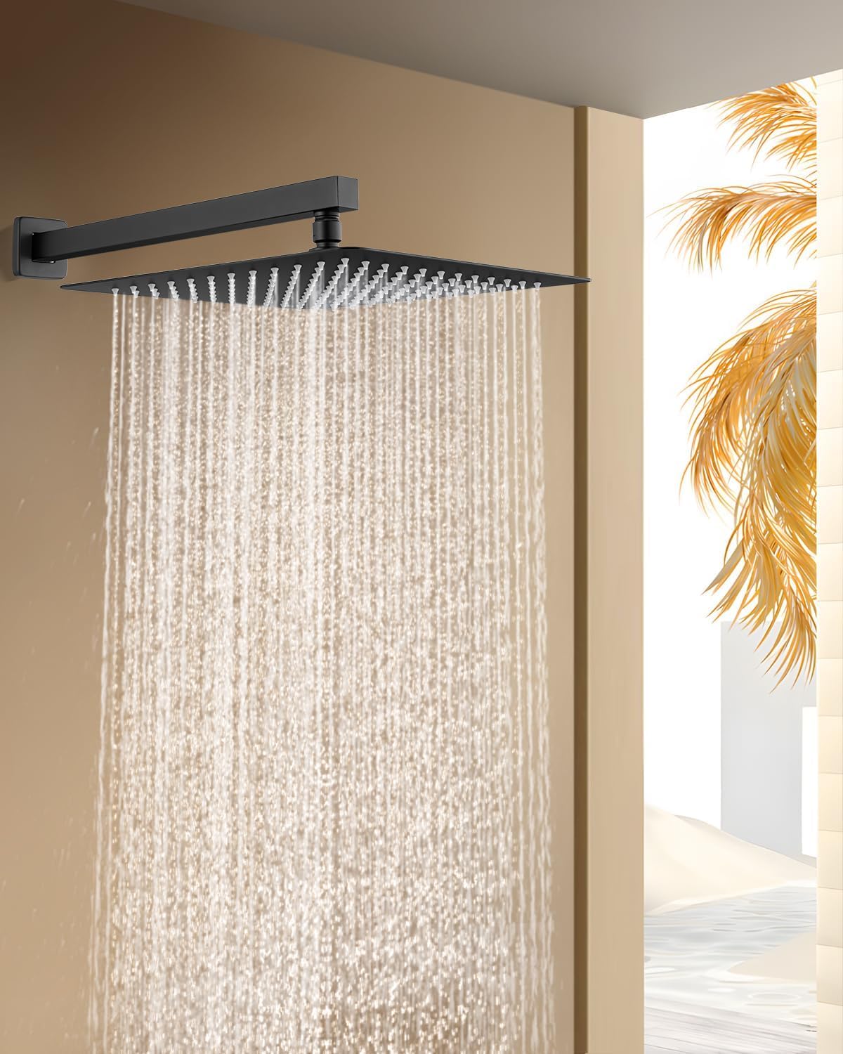 Cabezal regadera lluvia acero inox 12pulg negro mate