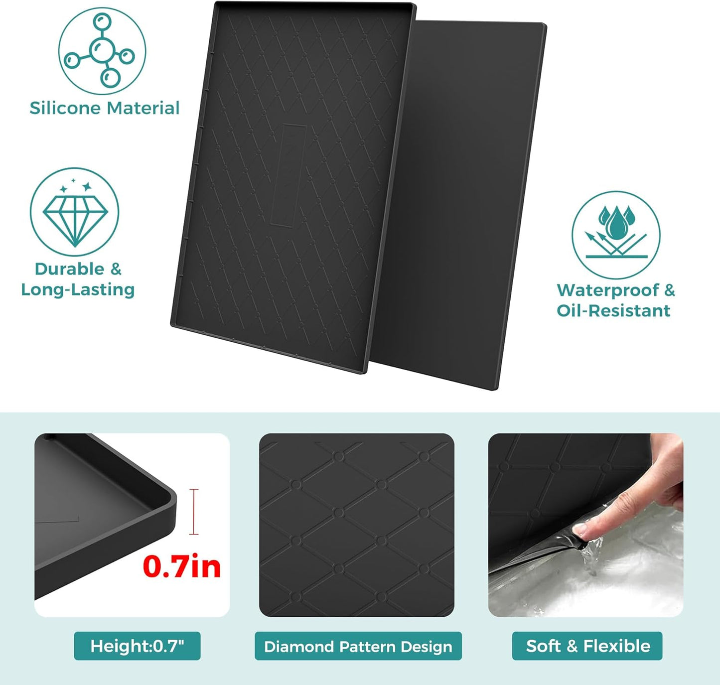 Tapete silicona impermeable 34x22" cocina baño mascotas