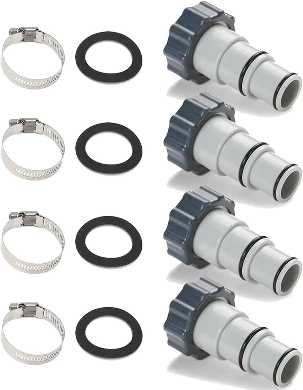 4 Adaptadores manguera roscado a abrazadera piscina