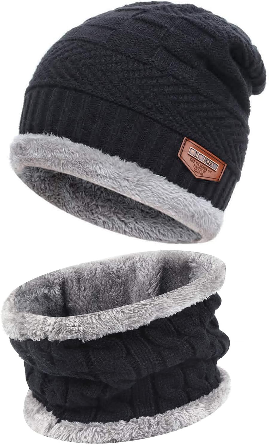 Gorro invierno para hombre y mujer con bufanda punto cálido