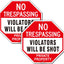 Letrero No Trespassing 12x12" aluminio reflectante 2 pzas