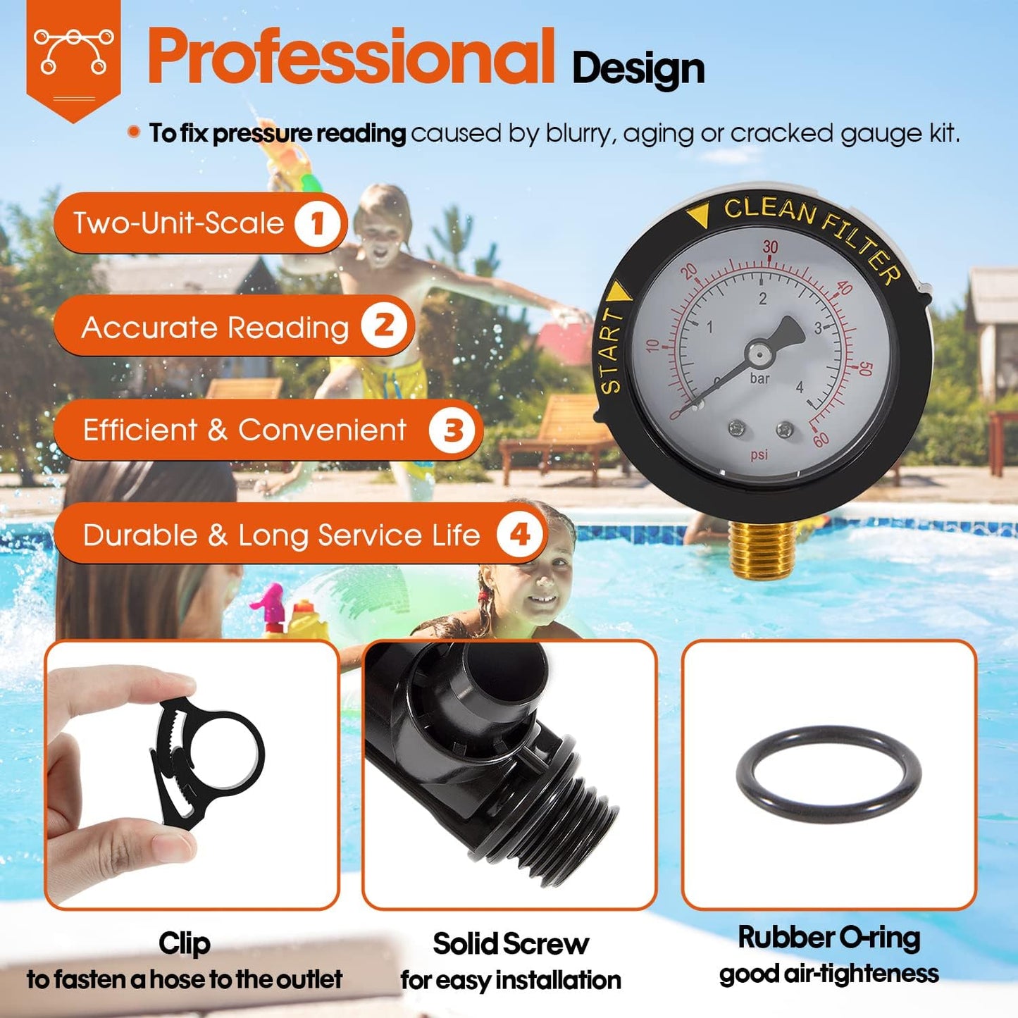 Válvula alivio manual con manómetro para filtro piscina