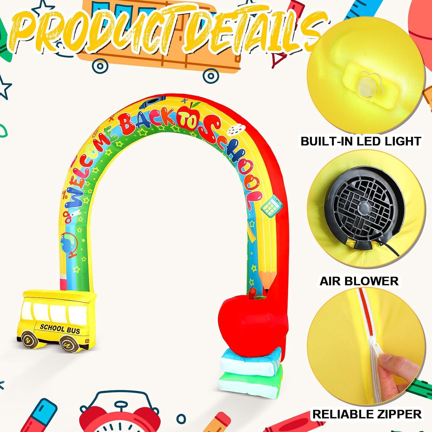 Arco inflable luces LED para fiestas y graduaciones arcoíris