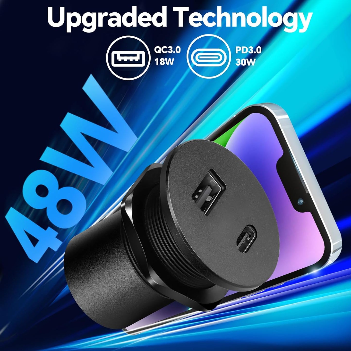 Toma corriente USB 12V doble puerto carga rápida coche