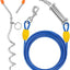 Cable amarre perros 10ft con resorte estaca 16pulg