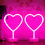 Letrero neón corazón rosa 2 luces LED USB boda regalo mujer