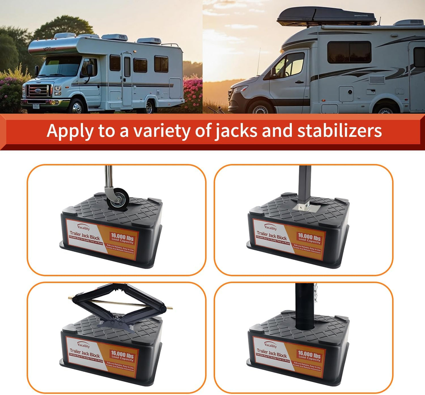 Bloque gato RV pack 2 16000lb soporte servicio pesado