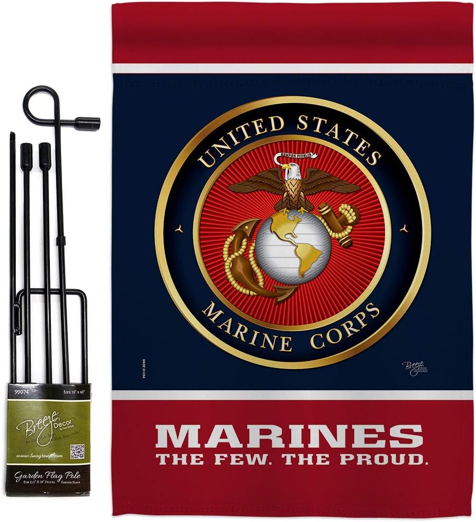 Bandera USMC Semper Fi con soporte para jardín