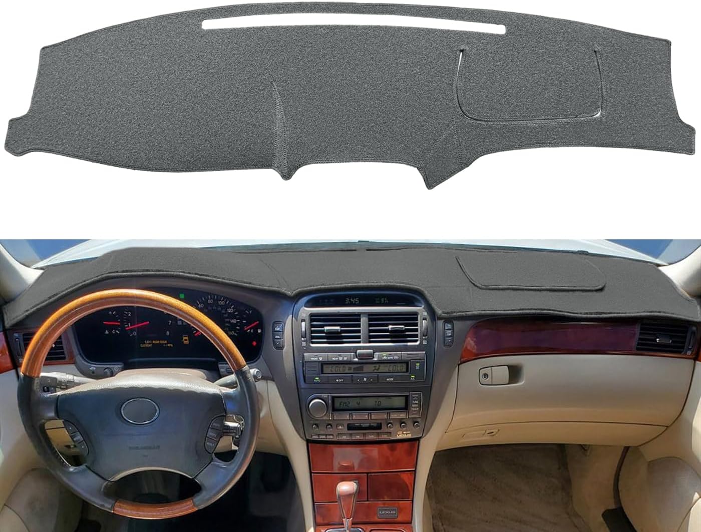 Funda salpicadero ajuste personalizado Lexus LS430 gris oscuro