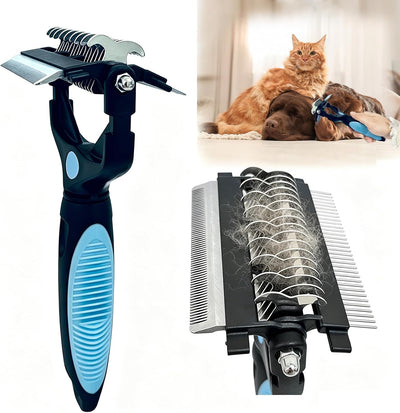Cepillo 3en1 para mascotas con dientes acero inox