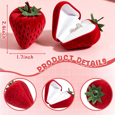 Caja anillos en forma de fresa para regalo