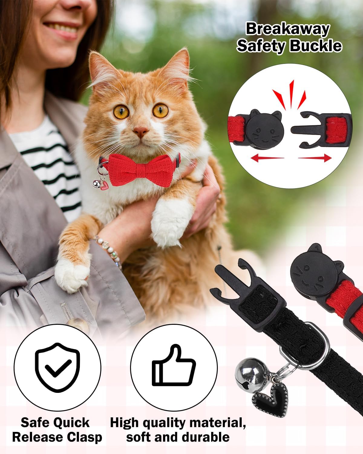 Collar gato con campana y pajarita 8-12pulg set 2 ajustables