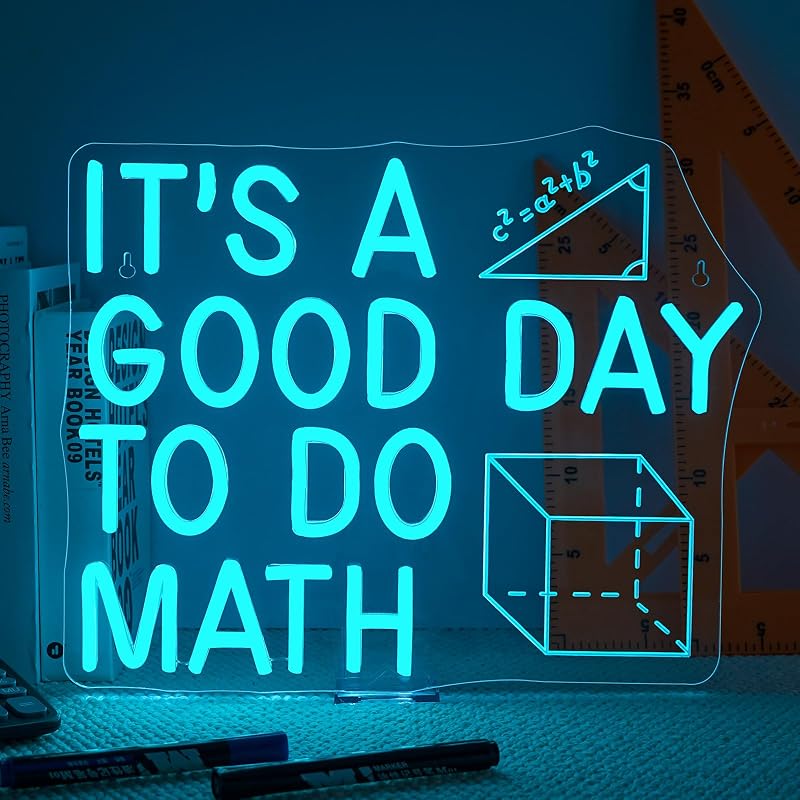 Letrero neón LED matemáticas decoración aula profesor