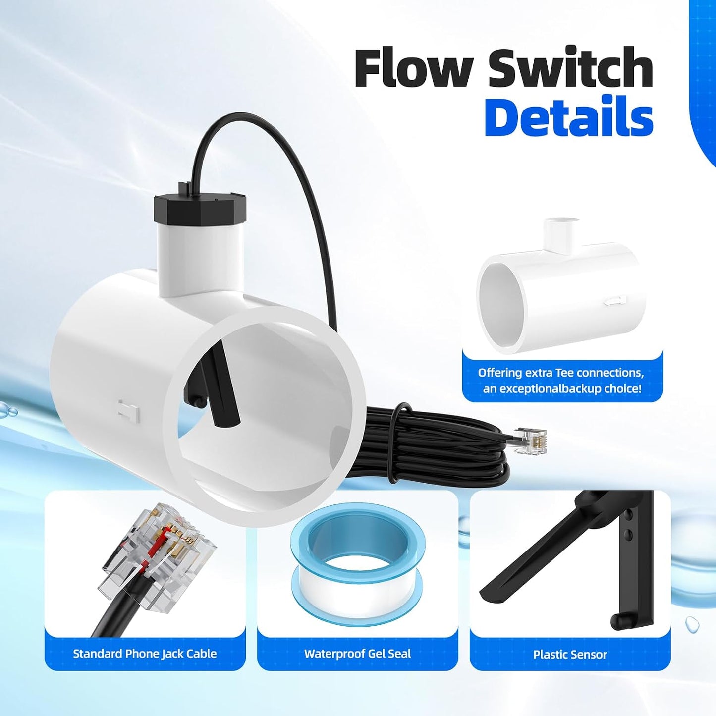 Interruptor flujo GLX-FLO-RP para sistema sal piscina Aqua
