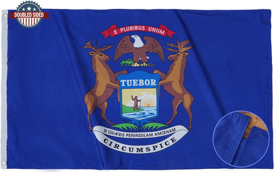 Bandera Michigan 3x5" doble cara 3 capas nailon resistente