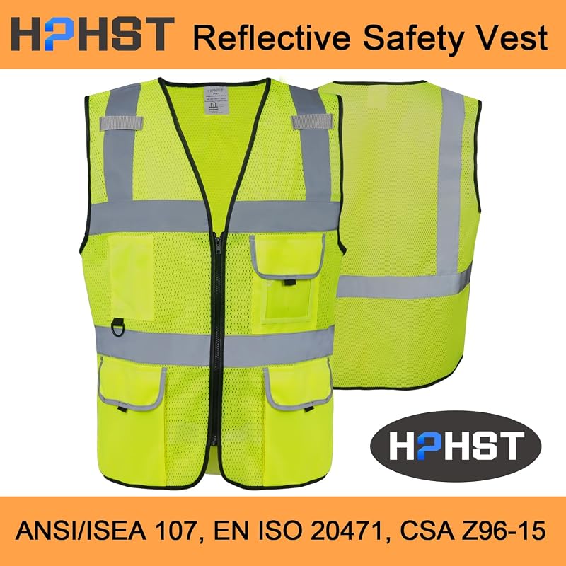 Chaleco seguridad reflectante alta visibilidad clase 2 5 bolsillos
