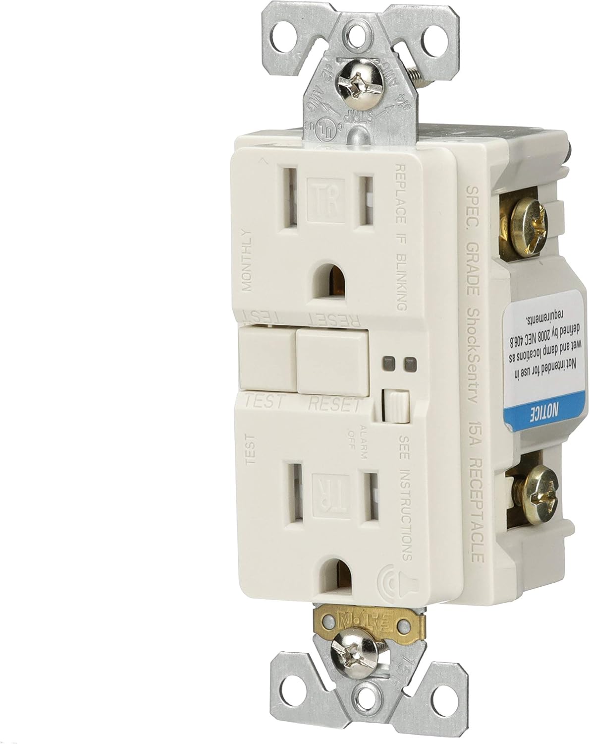 Receptáculo GFCI 15A 125V alarma audible almendra clara