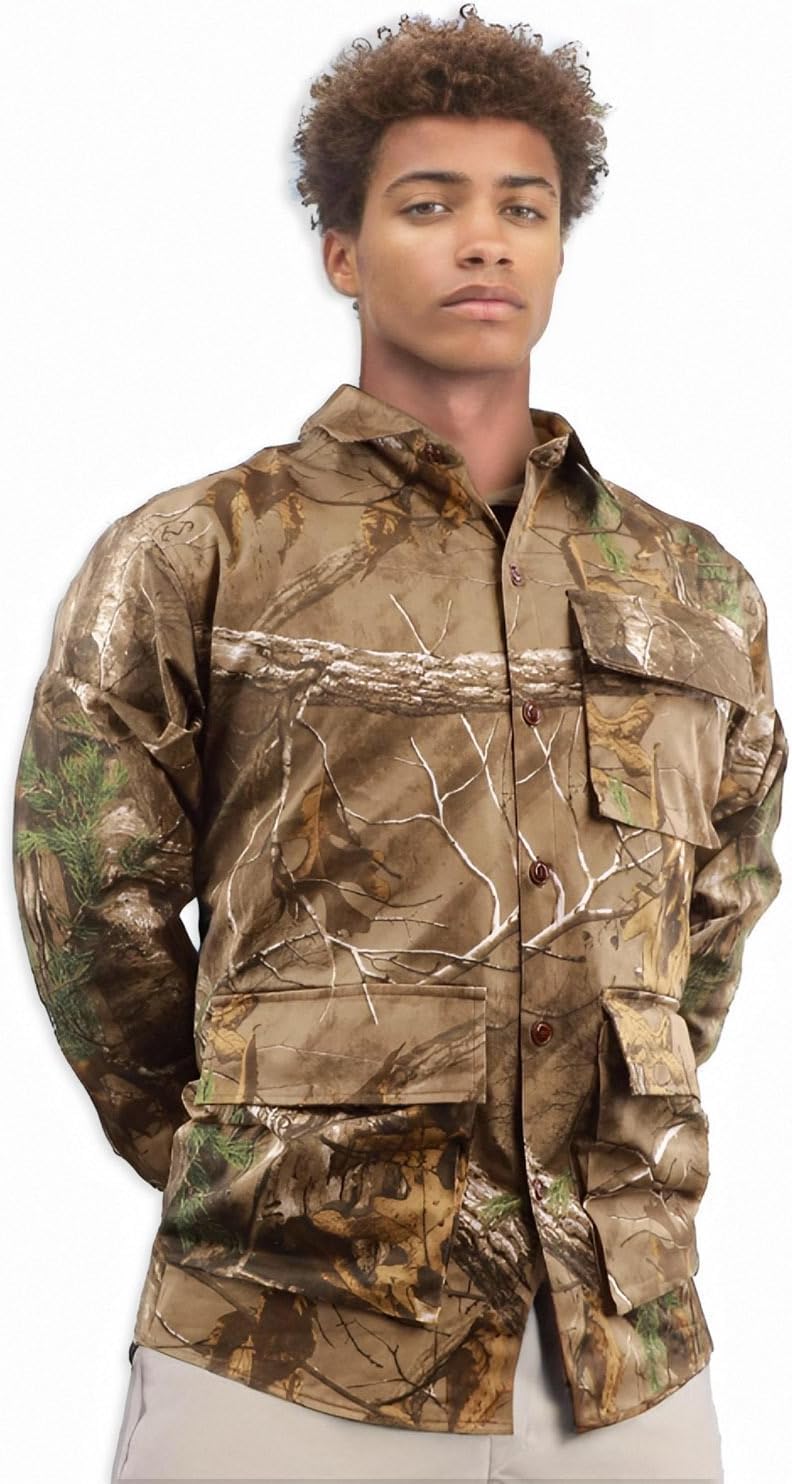 Camiseta camuflaje hombre manga larga para caza