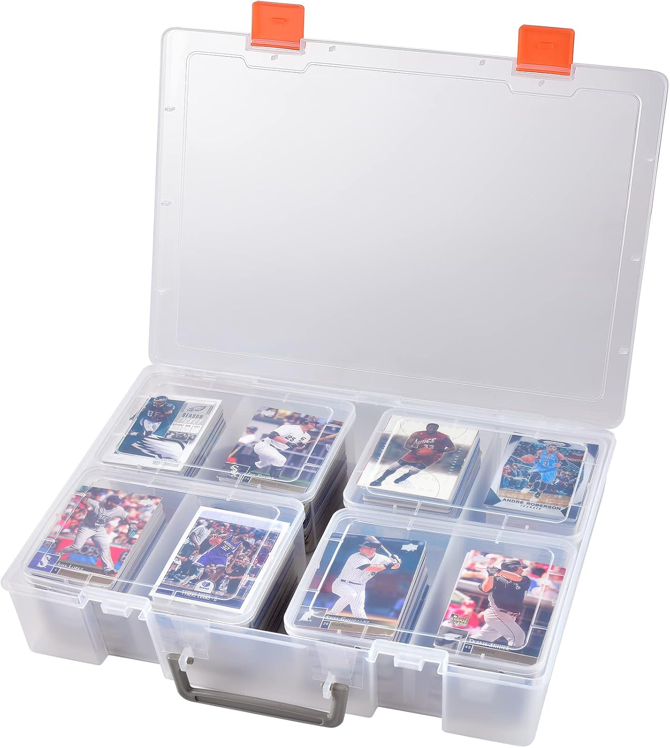 Caja plástico tarjetas béisbol fútbol MTG 4 casos