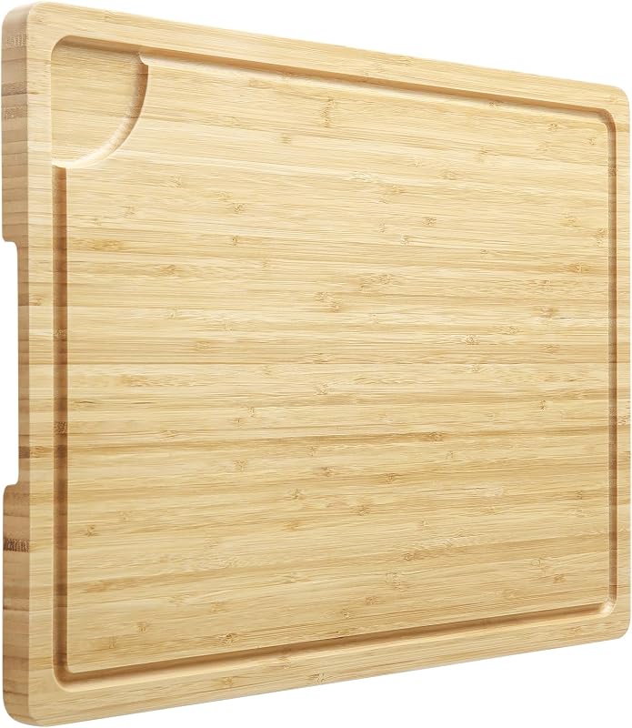 Tabla cortar bambú 20x14pulg con asas y ranura
