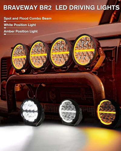 Luces LED redondas 6.5" 2PC DRL blanco y amarillo