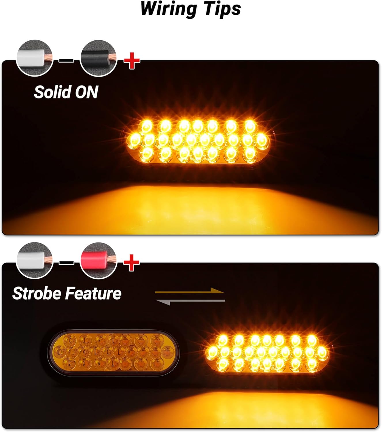 Luces estroboscópicas ámbar 24 LED IP67 para remolque