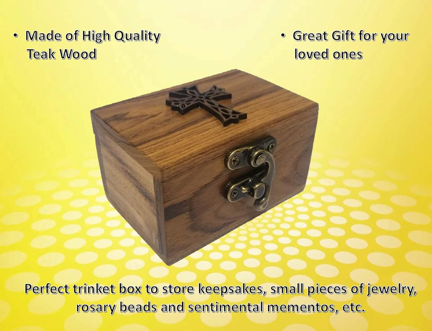 Caja rosario madera teca joyero primera comunión