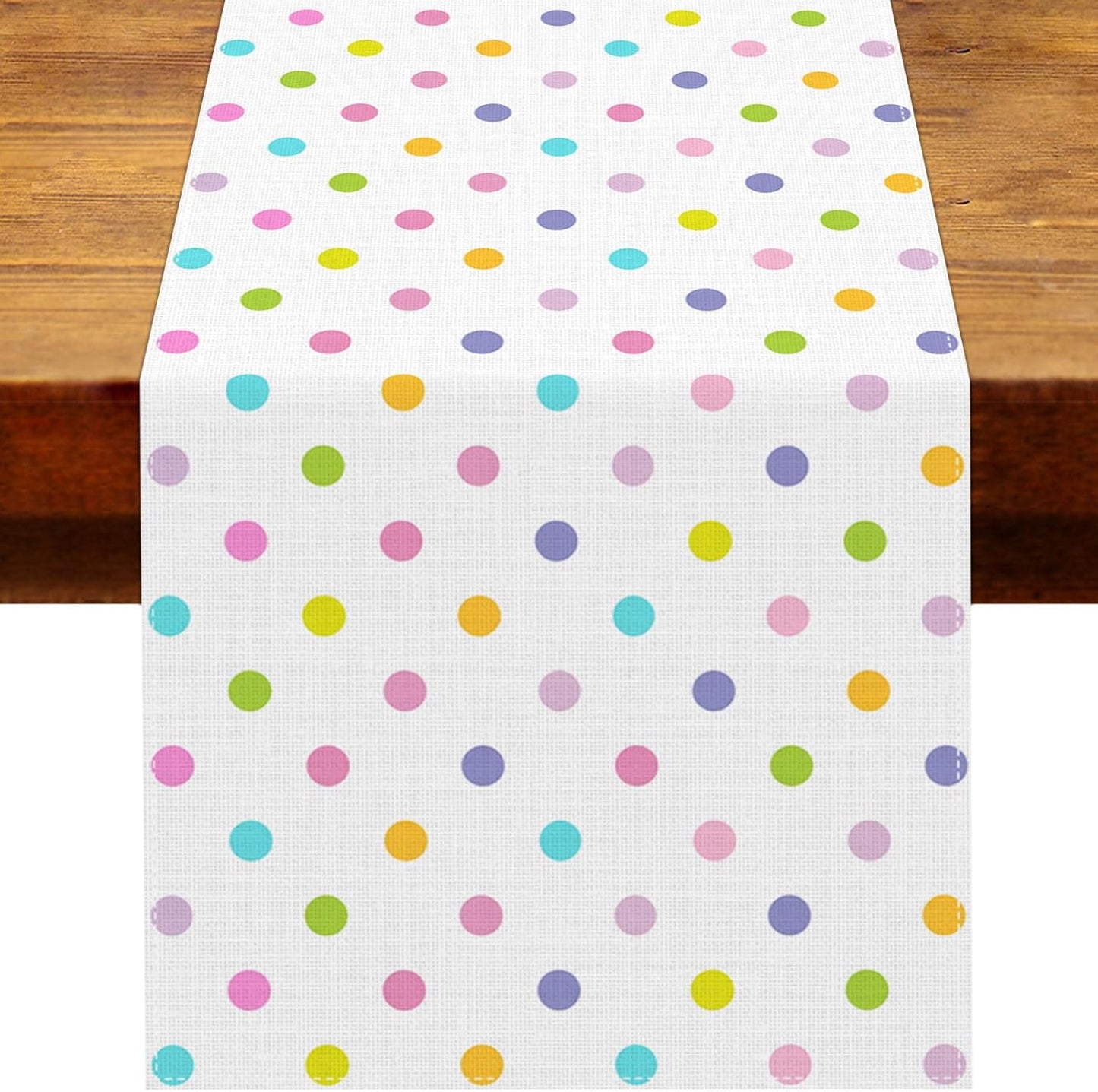 Camino de mesa de Pascua con lunares pastel para fiestas y cumpleaños
