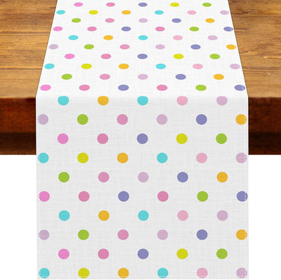 Camino de mesa de Pascua con lunares pastel para fiestas y cumpleaños