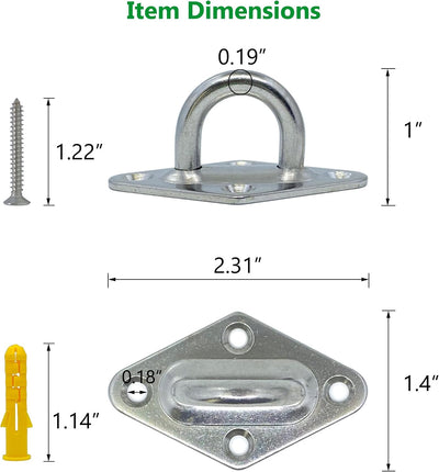 8 Ganchos Acero Inox 304 2.31pulg para Luces Cadena y Plantas