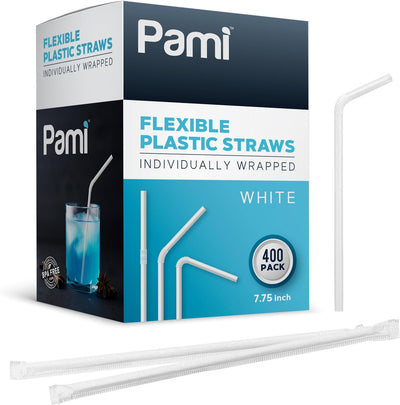Pajitas plástico flexible 7.75pulg sin BPA paquete 400