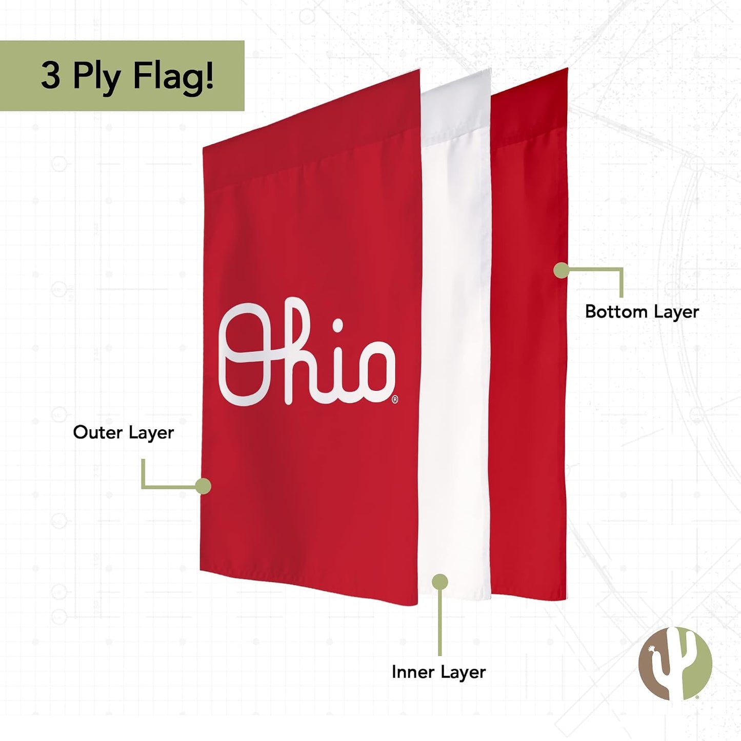 Bandera jardín Ohio State Buckeyes 19x12pulg