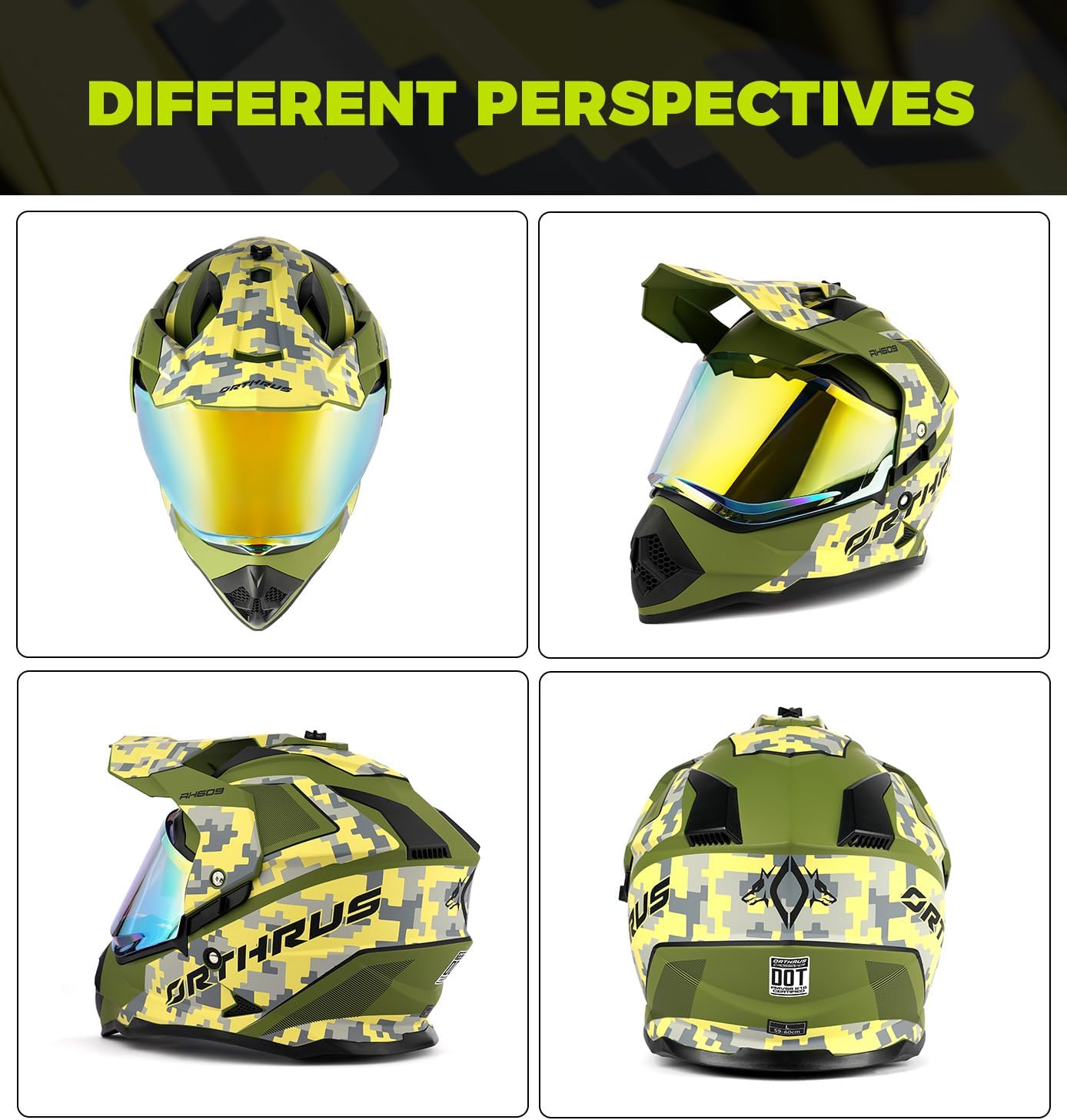 Casco motocicleta Dual Sport Adventure con visera doble