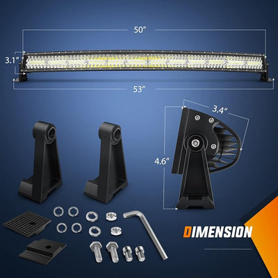 Barra luz LED curvada 50" triple fila 384 chips