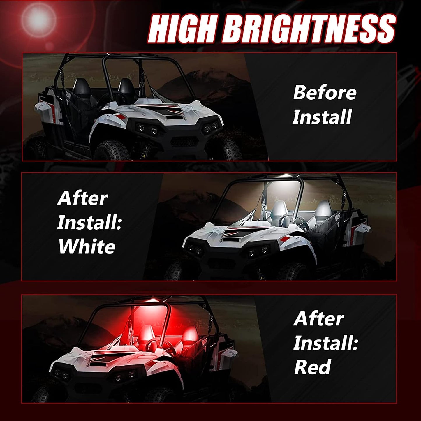 Luz LED Doom 6uds blanco rojo montaje barra enrollable RZR