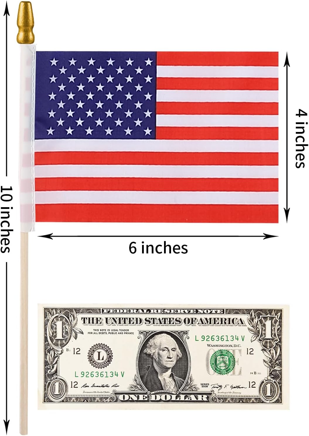 150 Banderas EE.UU. Mini 4x6pulg Lanza Dorada Niños
