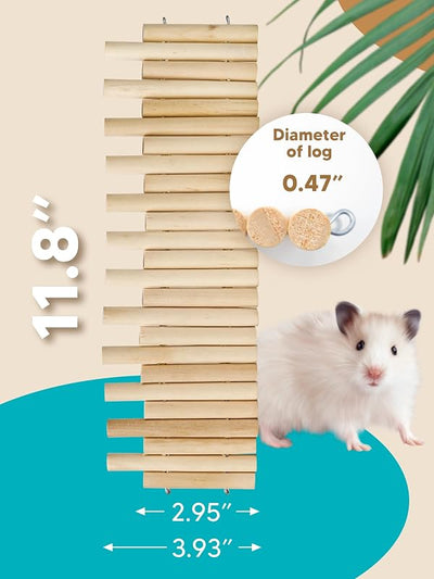 2 Pzas Valla Madera Hámster Puente Jaula 11.8pulg