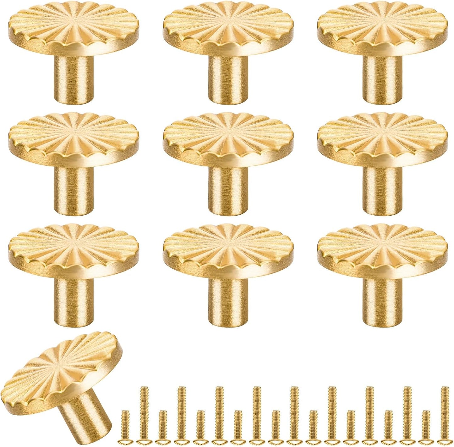 10 Pomos Dorados Latón 1.18pulg para Cajón Cocina Baño