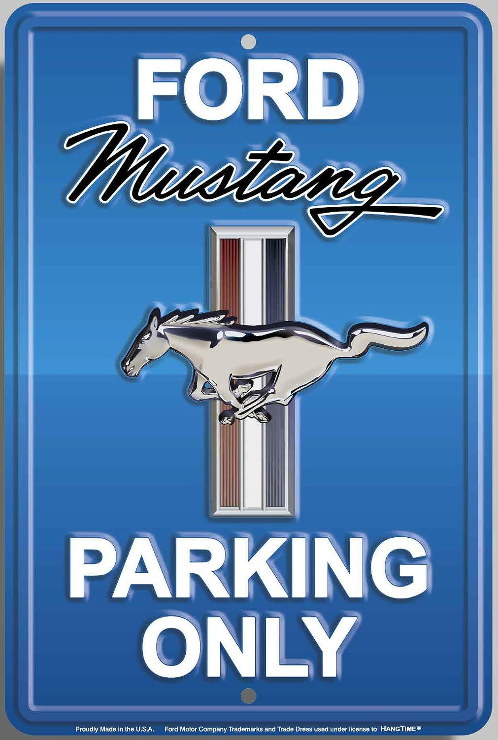 Letrero estacionamiento Ford Mustang aluminio azul