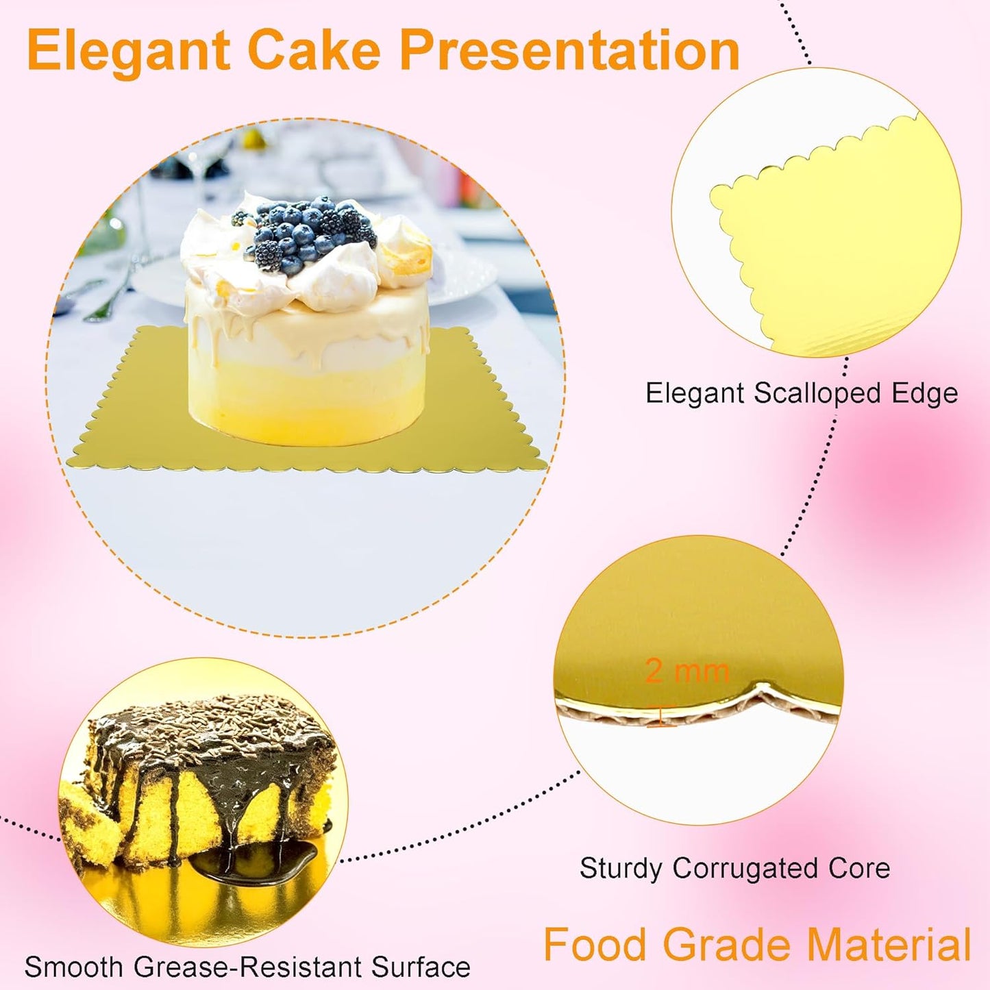 Tablas cuadradas tarta 12pulg cartón corrugado set 10