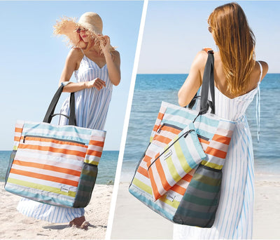 Bolsa playa impermeable a prueba de arena plegable mujer
